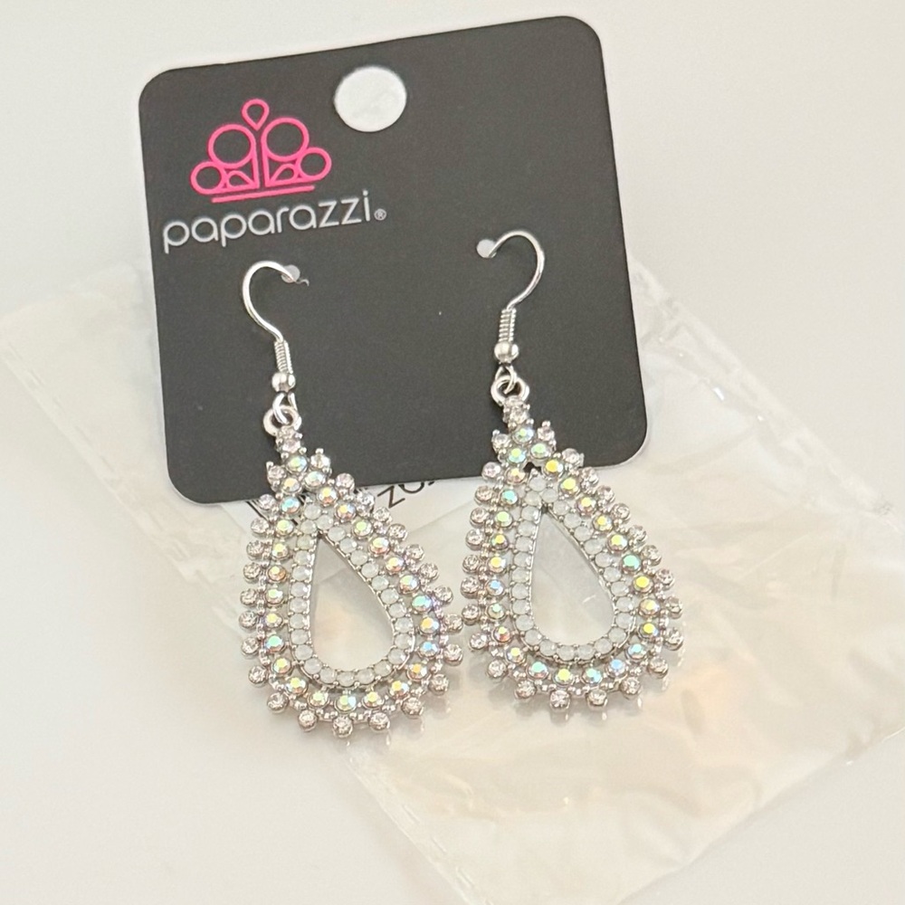Paparazzi Silver/Iridescent Teardrop Earrings